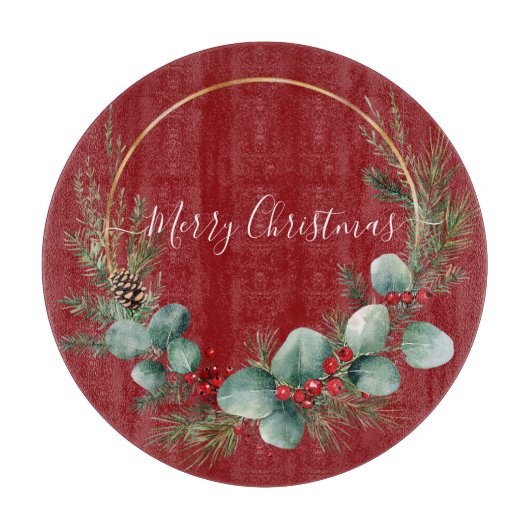 Seasonal Greenery with White Script  カッティングボード (正面)