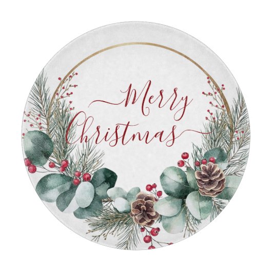 Seasonal Greenery with White Script  カッティングボード (正面)