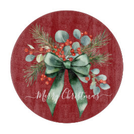 Seasonal Greenery with White Script  カッティングボード