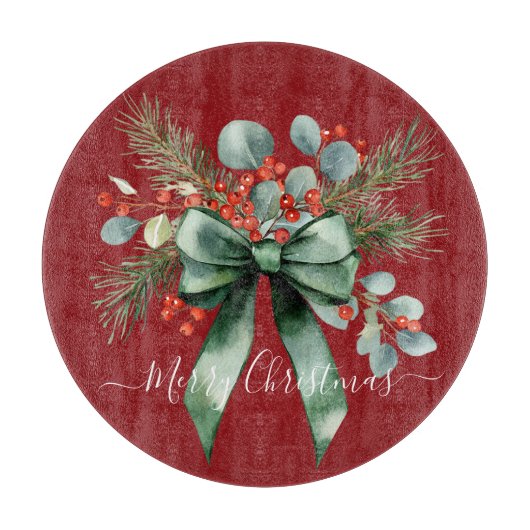 Seasonal Greenery with White Script  カッティングボード (正面)