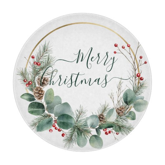 Seasonal Greenery with White Script  カッティングボード (正面)