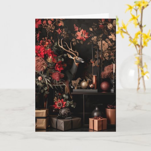 Seasonal Greeting Card • Luxe Christmas Aesthetic カード (黄色い花)