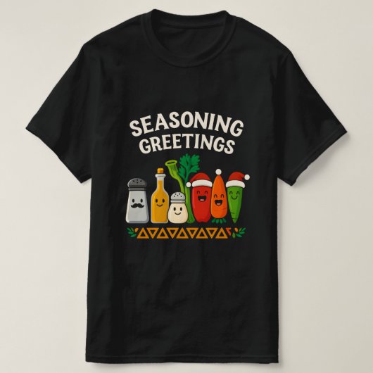 Seasoning Greetings Funny Chef Christmas Design Tシャツ (デザイン正面)