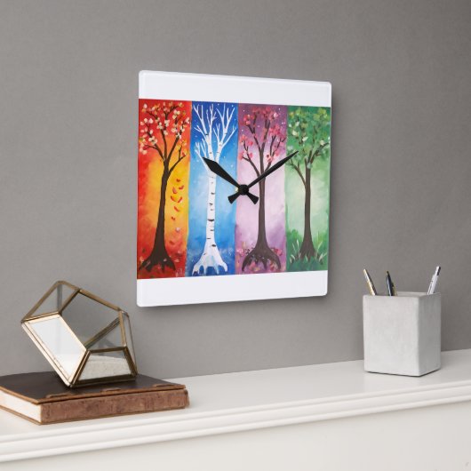 Seasons スクエア壁時計 (オフィス)