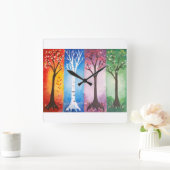 Seasons スクエア壁時計 (ホーム)