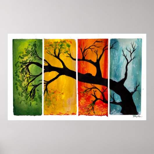 Seasons - Fine Art Poster from watercolor and ink ポスター (正面)