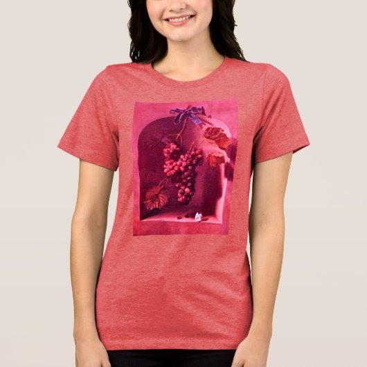 SEASON'S FRUITS /ぶどうと蝶 Pink トライブレンドTシャツ (正面)