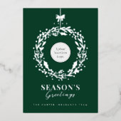 Season's Greetingリースビジネスロゴ&写真 箔シーズンカード (正面)