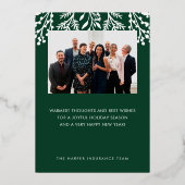 Season's Greetingリースビジネスロゴ&写真 箔シーズンカード (裏面)