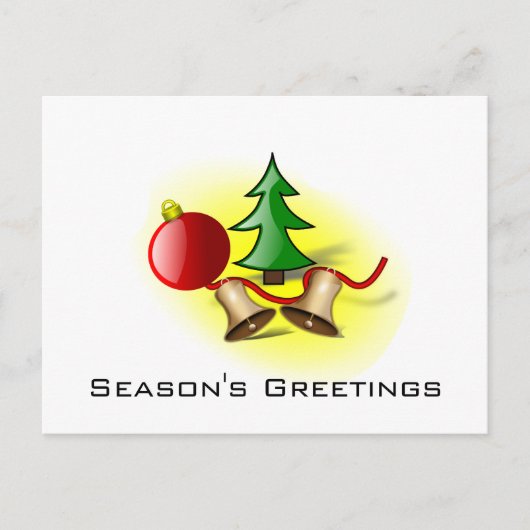 Season's Greeting ~レッドボール、ベル、ツリー シーズンポストカード (正面)