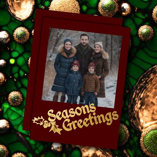 Season's Greeting and Your Photo 箔シーズンカード