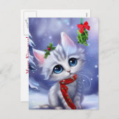 Season's Greeting Christmas Tree Snow シーズンポストカード (正面/裏面)