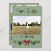 Seasons Greeting Garland and Mistletoe 招待状 (正面/裏面)