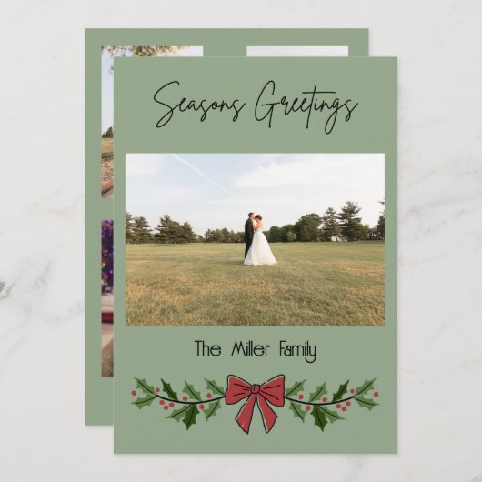 Seasons Greeting Garland and Mistletoe 招待状 (正面/裏面)