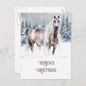 Seasons Greeting Horse in the Snow シーズンポストカード (正面/裏面)