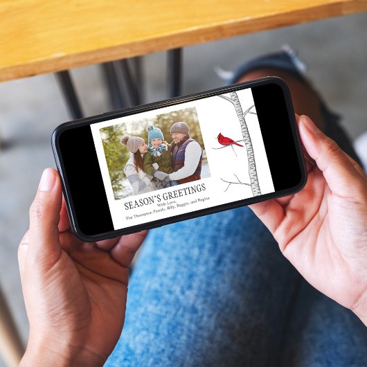 Season's Greeting Winter Red（鳥）ショウジョウコウカンチョウ2枚 シーズンカード