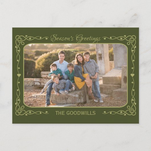 Season's Greetingsの写真カスタムと名前のポストカード シーズンポストカード (正面)