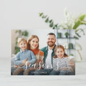 SEASON'S GREETINGSスクリプトモダンフォトオーバーレイ シーズンカード (スタンド正面)