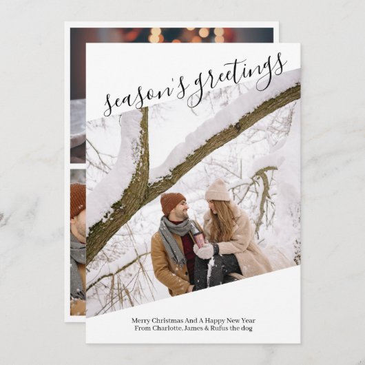 Season's Greetings写真パーソナライズされた Christmas シーズンカード (正面/裏面)