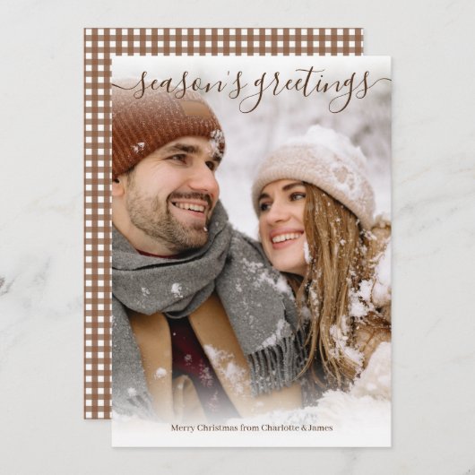 Season's Greetings写真パーソナライズされた Christmas シーズンカード (正面/裏面)