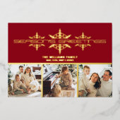 Season's Greetings家族の写真クリスマス 箔シーズンカード (正面)