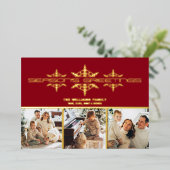 Season's Greetings家族の写真クリスマス 箔シーズンカード (立ち正面)