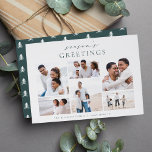 Season's Greetings エレガント 6 Photo Collage シーズンカード<br><div class="desc">共有応援とモダンこれらのミニマルホリデーカードは、水平のグリッドのコラージュお気に入りのレイアウトであなたの写真の6つを特徴とする。手書きの書道とクラシックセリフレタリングの上部に「季節の挨拶」が表示される。このミニマルエレガントリストデザインを自分の姓と下の年でパーソナライズする。</div>