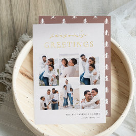 Season's Greetings エレガント 6 Photo Collage 箔シーズンカード