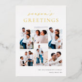 Season's Greetings エレガント 6 Photo Collage 箔シーズンカード (正面)