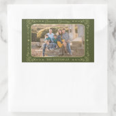 Season's Greetings カスタムPhoto & Nameスタンプ 長方形シール (バッグ)