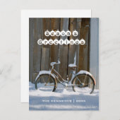 Season's Greetings – 雪に覆われた古い自転車 シーズンポストカード (正面/裏面)