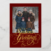 Season's Greetings and your Photo 箔シーズンカード (正面)