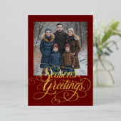 Season's Greetings and your Photo 箔シーズンカード (立ち正面)