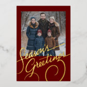 Season's Greetings and your Photo 箔シーズンカード (正面)