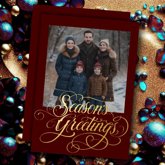 Season's Greetings and your Photo 箔シーズンカード