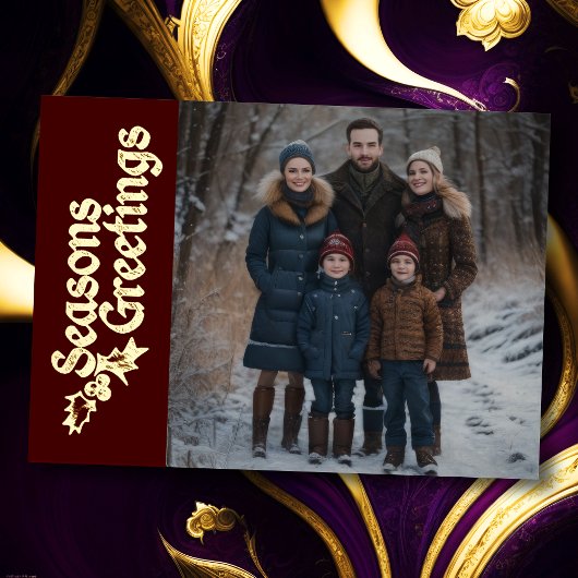 Season's Greetings and your Photo 箔シーズンカード