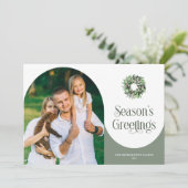 Season's Greetings Arched モダン Photo シーズンカード (スタンド正面)