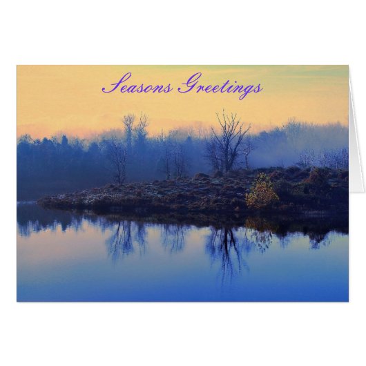 Seasons Greetings Card (lake & woods photo scene) (正面横)