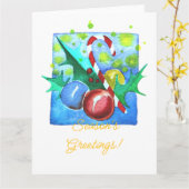 Season's Greetings Card With Baubles  カード (黄色い花)
