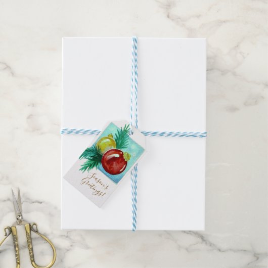 Season's Greetings Card With Baubles ギフトタグ (より糸付き)