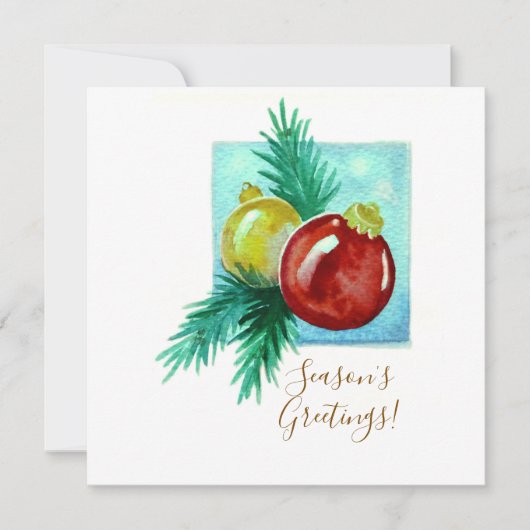 Season's Greetings Card With Baubles サンキューカード (正面)
