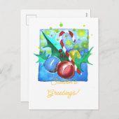 Season's Greetings Card With Baubles シーズンポストカード (正面/裏面)