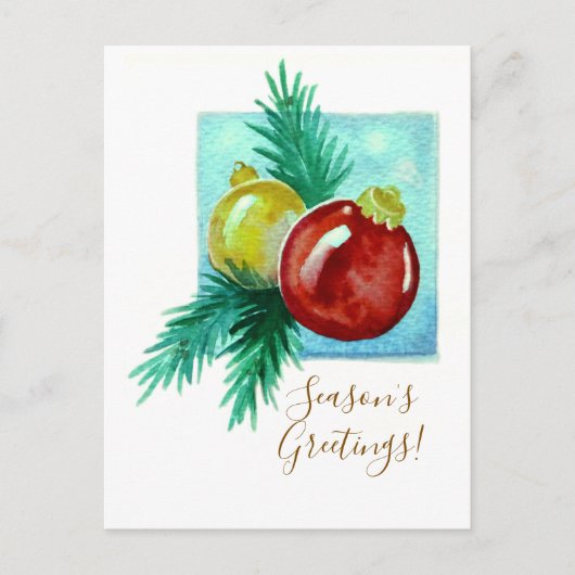 Season's Greetings Card With Baubles シーズンポストカード (正面)