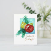 Season's Greetings Card With Baubles ポストカード (スタンド正面)