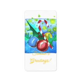 Season's Greetings Card With Baubles  ラベル