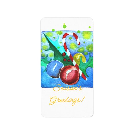 Season's Greetings Card With Baubles  ラベル (正面)