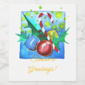 Season's Greetings Card With Baubles  ワインラベル (シングルラベル)