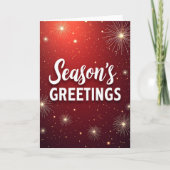Seasons Greetings Card with Red Sparkle & Firework カード (正面)