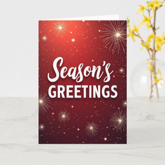Seasons Greetings Card with Red Sparkle & Firework カード (黄色い花)