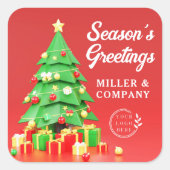 Season's Greetings Christmas 企業の Logo スクエアシール (正面)